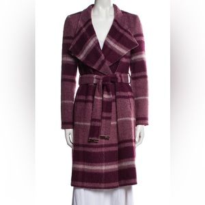 Ted Baker London Taniiaa Pink Purple Checker Wool Coat